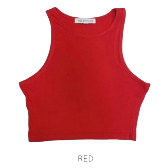 Red cropped ribbed tank top✨️ - Picture 1 of 3